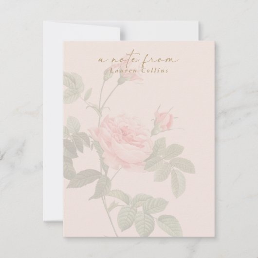 Blush roze  Roos Note Kaart Notitiekaartje (Voorkant)