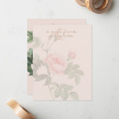 Blush roze  Roos Note Kaart Notitiekaartje (Voorkant / Achterkant in situ)