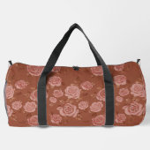 Blush roze roos op bruin lederen look plunjezak (Achterkant)