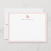 Blush roze roos retro gepersonaliseerde briefpapie notitiekaartje (Voorkant)