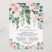 Blush Roze Roos Tuin Rehearsal Dinner Kaart (Voorkant / Achterkant)