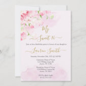 Blush roze roos zoete 16 uitnodiging (Voorkant)