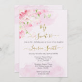 Blush roze roos zoete 16 uitnodiging (Voorkant / Achterkant)