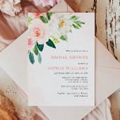 Blush Roze Rose Bloemen Bruids Douche Uitnodiging