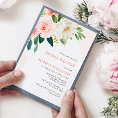 Blush Roze Rose Bloemen Bruids Douche Uitnodiging