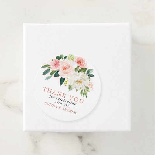Blush Roze Rose Bloemen Bruiloft Favor Labels (In situ)