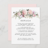 Blush Roze Rose Bloemen Bruiloft Gast Details Informatiekaartje (Voorkant / Achterkant)