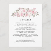Blush Roze Rose Bloemen Bruiloft Gast Details Informatiekaartje (Voorkant)