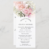 Blush Roze Rose Bloemen DIY Bruiloft Programmakaart (Voorkant / Achterkant)