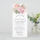 Blush Roze Rose Bloemen DIY Bruiloft Programmakaart (Staand voorkant)