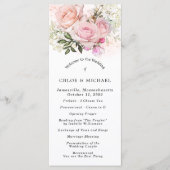Blush Roze Rose Bloemen DIY Bruiloft Programmakaart (Voorkant)