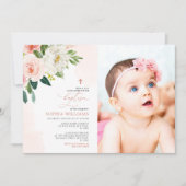 Blush Roze Rose Bloemen Foto Meisje Dop Kaart (Voorkant)