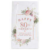Blush Roze Rose Bloemen Goud 80e Verjaardag Klein Cadeauzakje (Voorkant)