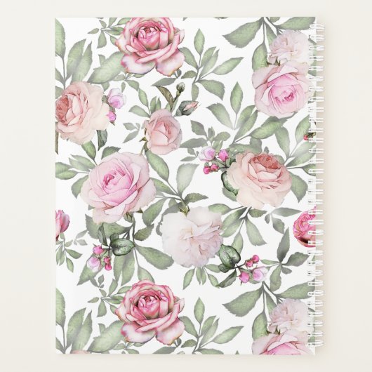 Blush Roze Rose Bloemen Naam Planner (Achterkant)