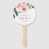 Blush Roze Rose Bloemen Waterverf Baby shower Handwaaier (Achterkant)