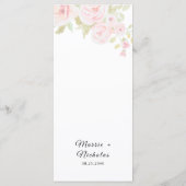 Blush Roze Rose Bloemen Waterverf Bruiloft Menu (Achterkant)