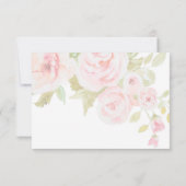 Blush Roze Rose Bloemen Waterverf Bruiloft RSVP Kaartje (Achterkant)