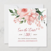 Blush Roze Rose Bloemen Waterverf Vrijgezellenfees Save The Date (Voorkant)