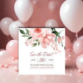 Blush Roze Rose Bloemen Waterverf Vrijgezellenfees Save The Date