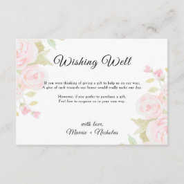 Blush Roze Rose Bloemenkunst Bruiloft Wishing Well Informatiekaartje