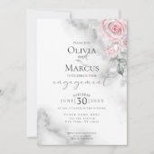 Blush Roze Rose Bouquet Pewter Waterverf Kaart (Voorkant)