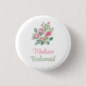 Blush Roze Rose Bruidsmeisje Bloemen Button (Voorkant)