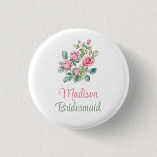Blush Roze Rose Bruidsmeisje Bloemen Button