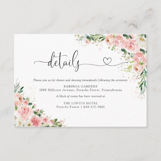 Blush Roze Rose Bruiloft Behuizing Kaart (Voorkant)