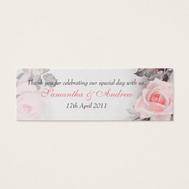 Blush Roze Rose Bruiloft Favor Labels Mini Visitekaartjes (Voorkant)