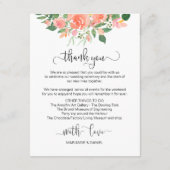 Blush Roze Rose Bruiloft Gast Welkom Informatiekaartje (Achterkant)