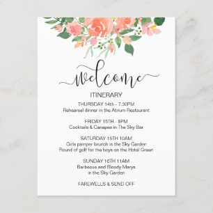 Blush Roze Rose Bruiloft Gast Welkom Informatiekaartje