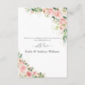 Blush Roze Rose Bruiloft Receptie Enclosure Kaarte Informatiekaartje (Achterkant)