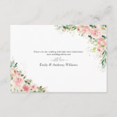 Blush Roze Rose Bruiloft Receptie Enclosure Kaarte Informatiekaartje (Achterkant)