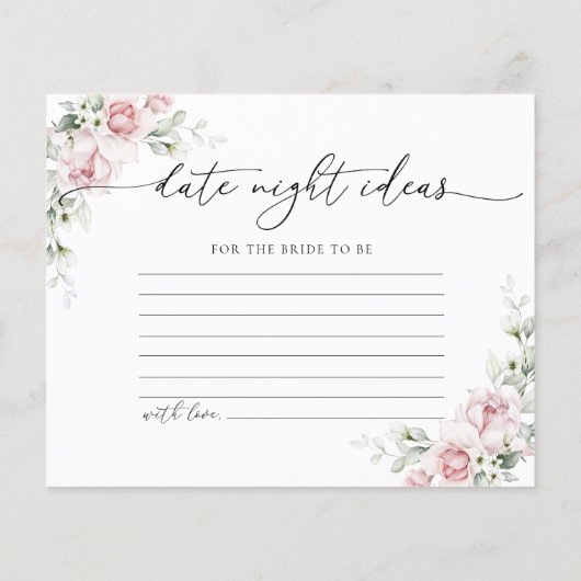 Blush Roze Rose Datum Nacht Ideeën Kaart (Achterkant)