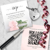 Blush Roze Rose Elegant Bruiloft RSVP QR Code Informatiekaartje