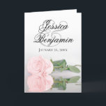 Blush Roze Rose Elegant Romantic Foto Weddenschap<br><div class="desc">Deze prachtige trouwuitnodigingen zijn voorzien van een verbluffend design met één enkele roze roze roze roze roos die in water reflecteert met golven en rimpels. De voorzijde toont de eerste namen van het paar in fancy manuscript het schrijven. Binnen is ruimte voor de foto van het stel samen met alle...</div>