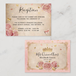 Blush Roze Rose en Gold Elegant Informatiekaartje