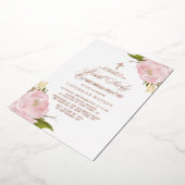 Blush Roze Rose First Heilig Commune Roos Gold Folie Uitnodiging (Gedraaid)