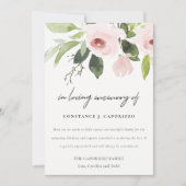 Blush Roze Rose Flora Waterverf Sympathie Memorial Bedankkaart (Voorkant)