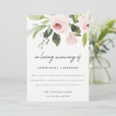 Blush Roze Rose Flora Waterverf Sympathie Memorial Bedankkaart (Staand voorkant)