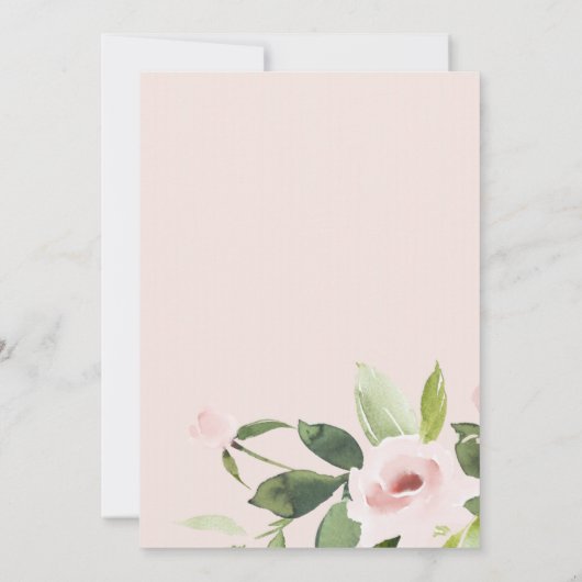 Blush Roze Rose Flora Waterverf Sympathie Memorial Bedankkaart (Achterkant)