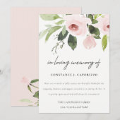 Blush Roze Rose Flora Waterverf Sympathie Memorial Bedankkaart (Voorkant / Achterkant)