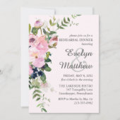 Blush Roze Rose Floral Bouquet Rehearsal Kaart (Voorkant)