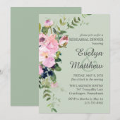 Blush Roze Rose Floral Bouquet Sage Rehearsal Kaart (Voorkant / Achterkant)