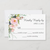 Blush Roze Rose Floral Bouquet Wedding RSVP Kaartje (Voorkant)