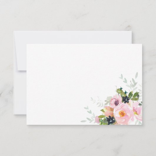 Blush Roze Rose Floral Bouquet Wedding RSVP Kaartje (Achterkant)
