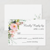 Blush Roze Rose Floral Bouquet Wedding RSVP Kaartje (Voorkant / Achterkant)