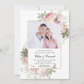 Blush Roze Rose Floral Engagement Party Foto Kaart (Voorkant)