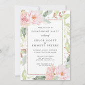Blush roze Rose Floral Engagement Party Kaart (Voorkant)