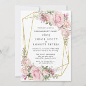 Blush roze Rose Floral Engagement Party Kaart (Voorkant)
